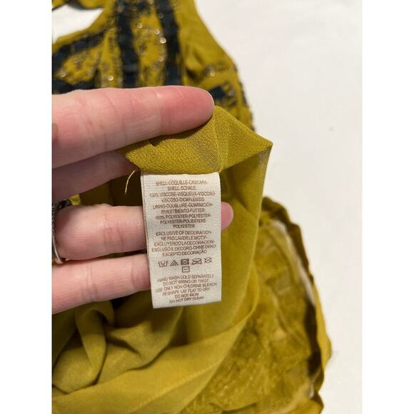 Free People Speak Easy Mini Dress beaded gold and black Size 4 new $168 - Picture 5 of 9